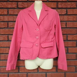 Vintage Old Navy Button Blazer Sz S Pink Cotton Jacket Academia Preppy Y2K 2005